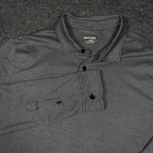 UNTUCKit Polo Shirt Men Large Gray Damaschino Birdseye Long Sleeve Preppy